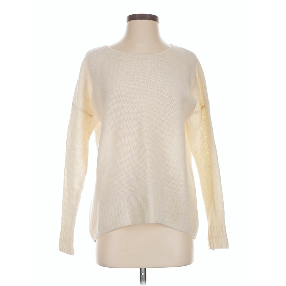 Sunny 100% Cashmere‎ Pullover Sweater Cream Crew Neck Relaxed Fit
